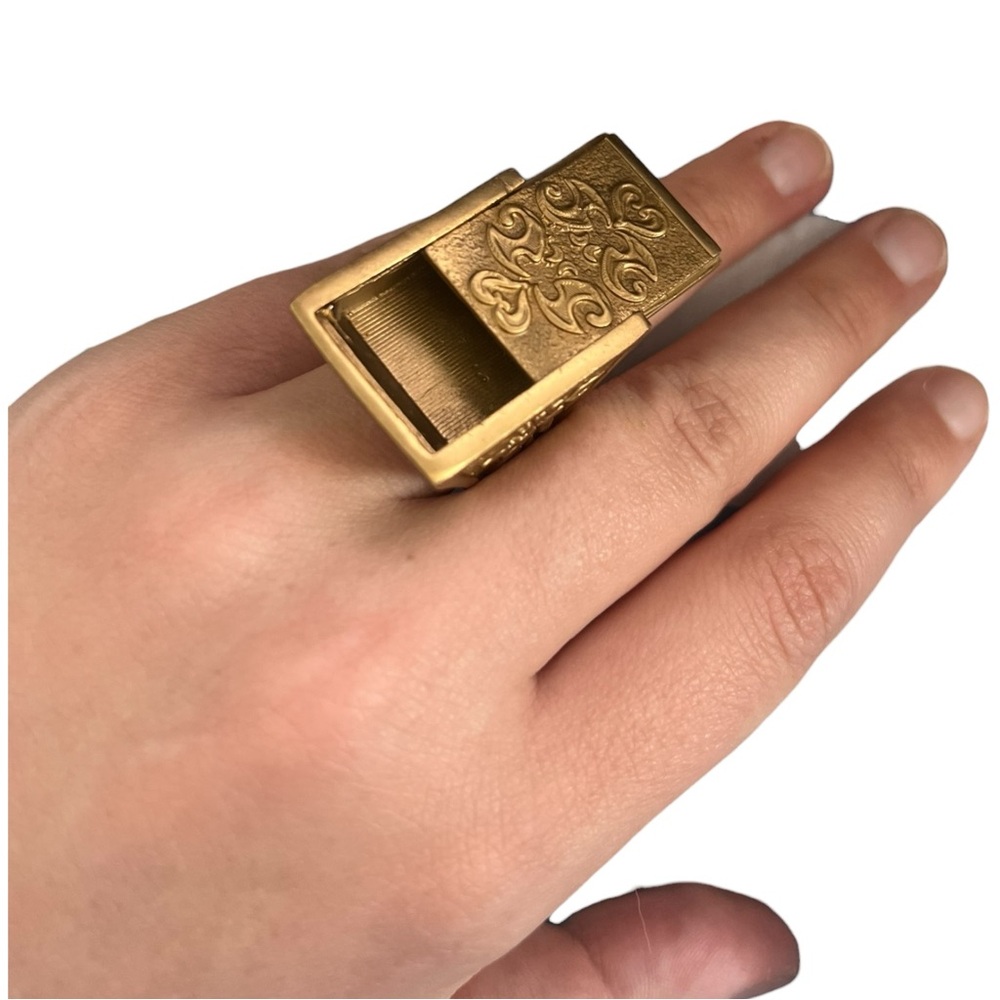 18k Gold Plated Brass Poison Hidden Compartment Ring